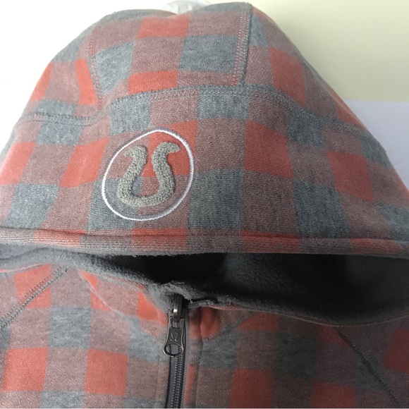 Lululemon RARE Reversible Scuba Remix Hoodie Jacket Cotton Fleece Plaid Pockets - Picture 12 of 15